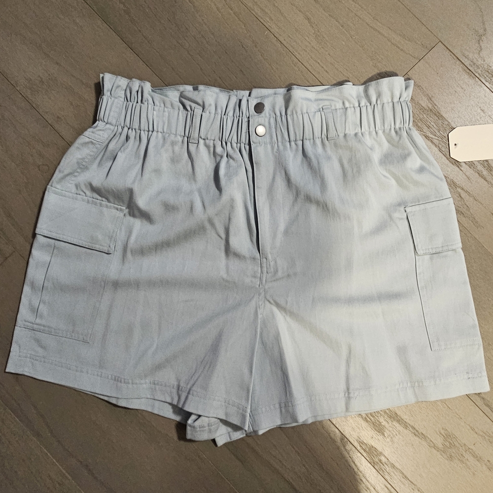 Wonderly Pale Blue Paperbag Cargo Shorts